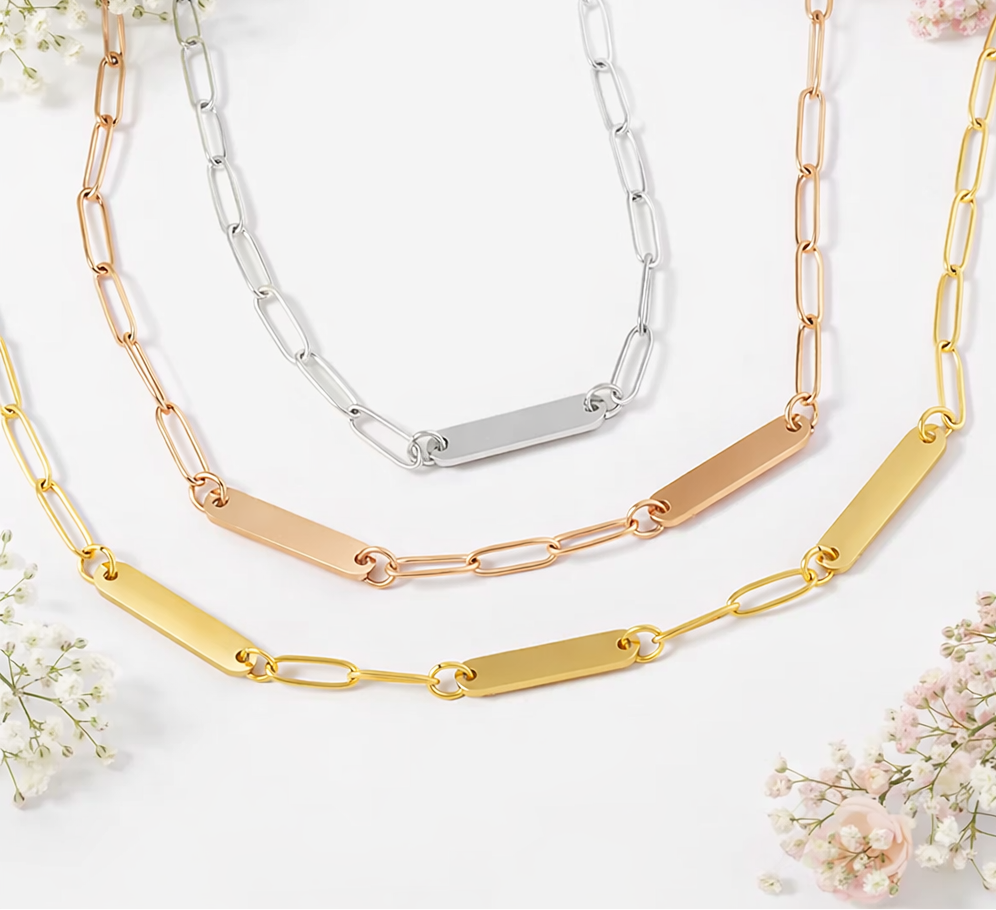 Paperclip Bar Necklace - 1 Bar #19