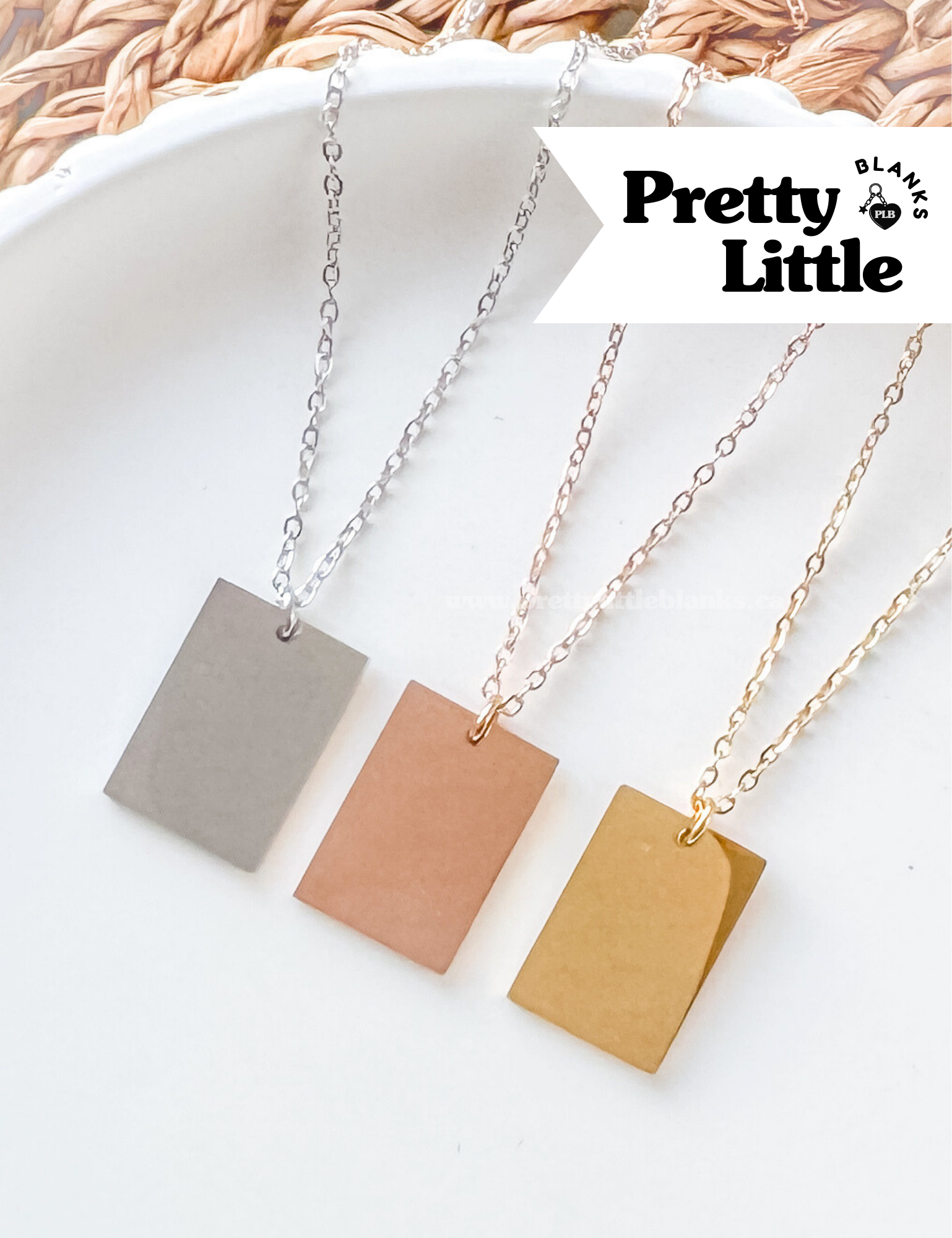 Wide Rectangle Charm Necklace #13