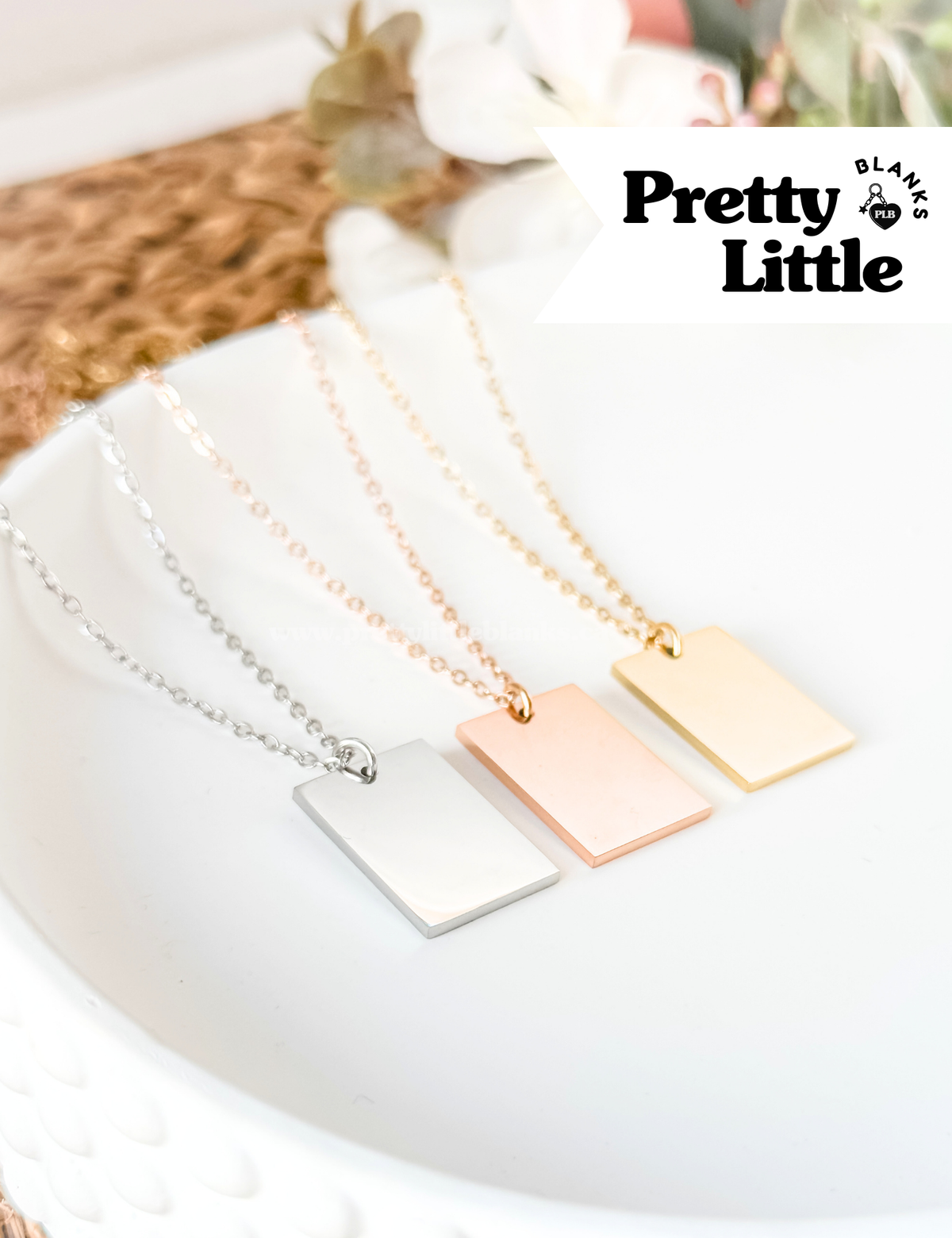 Rectangle Pritty Wide Rectangle Charm Necklace #13 – Pretty Little Blanks