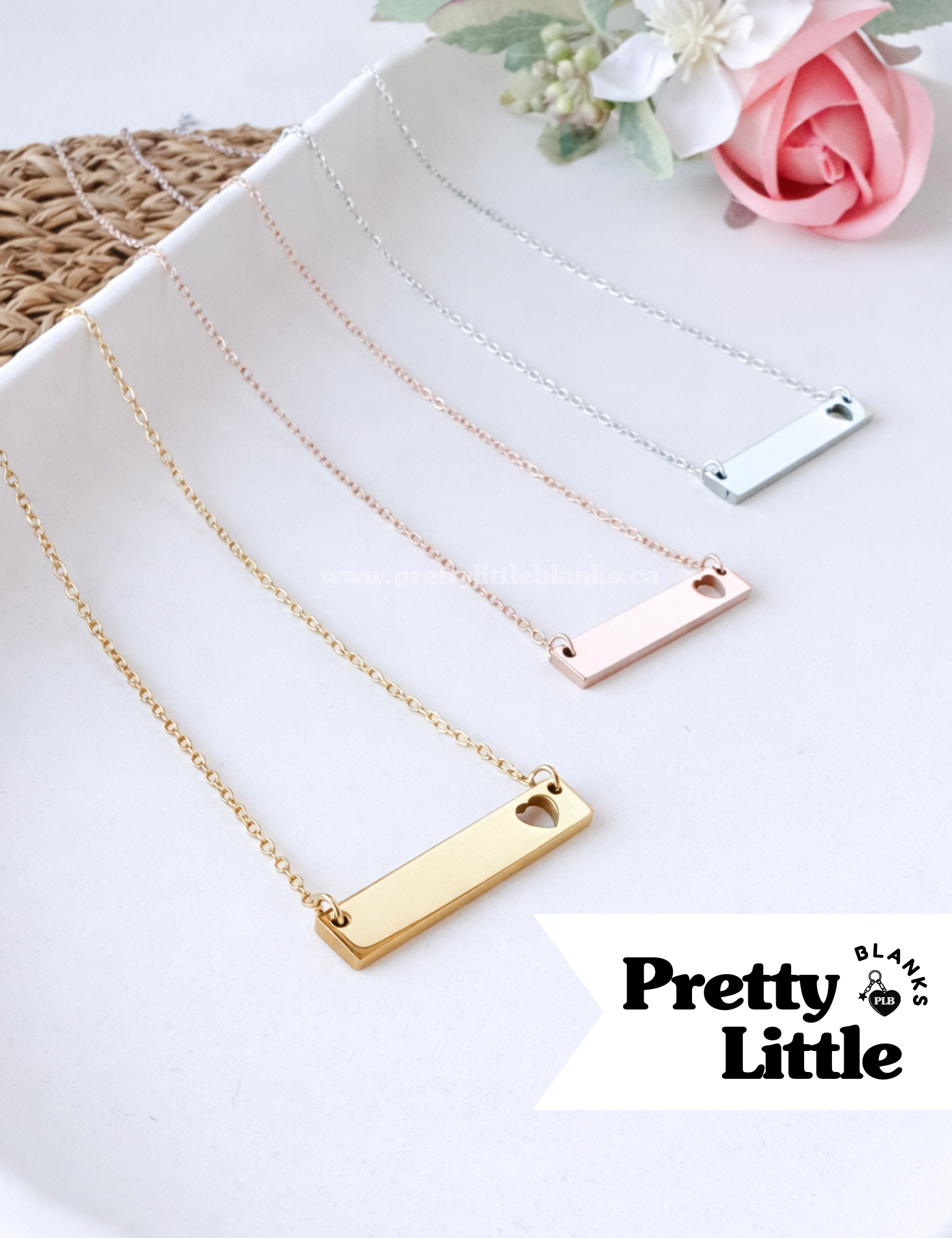 Bar Necklace - Heart Cut Out {Sqaure Corners} #1